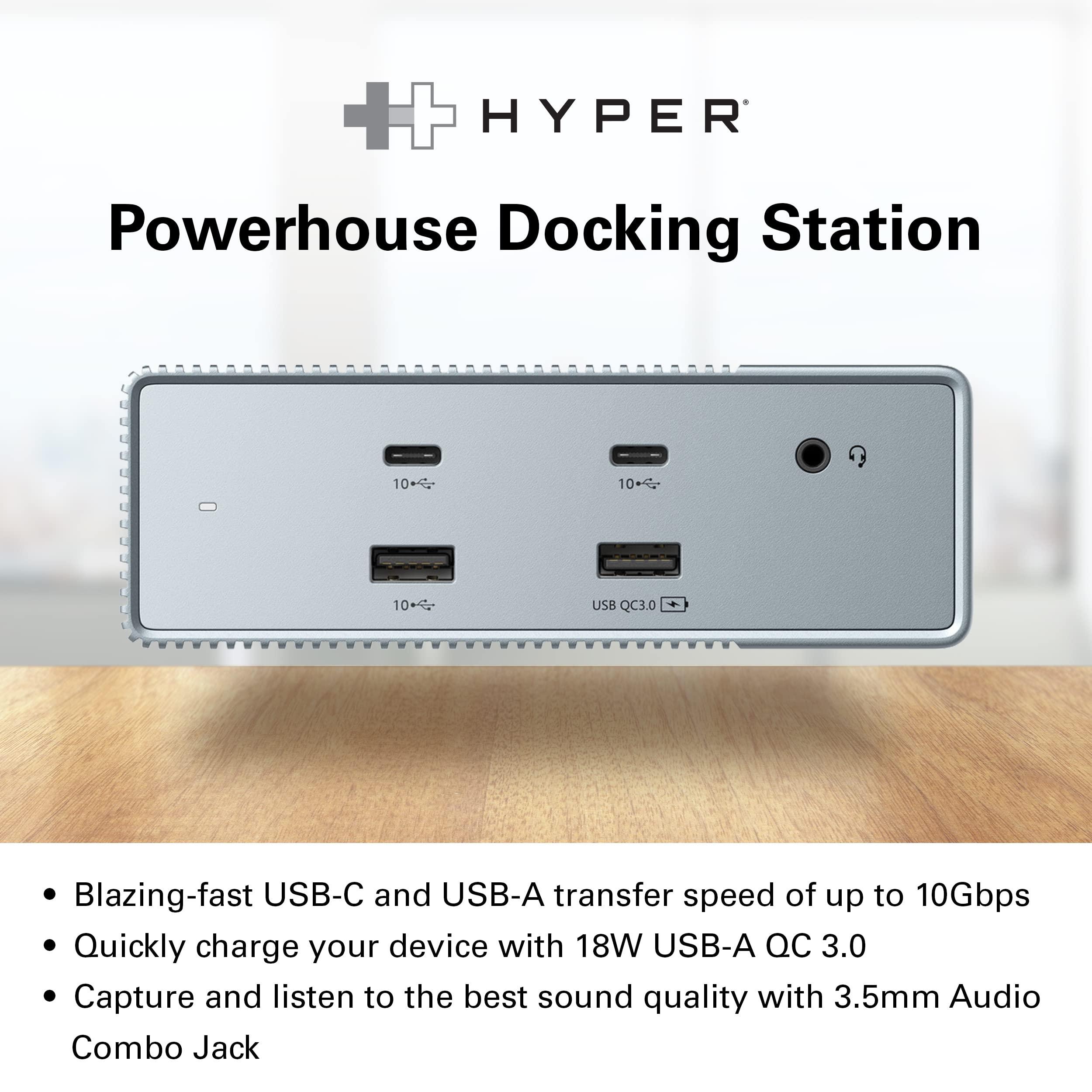 Hyper HyperDrive GEN2 15-in-1 USB-C Docking Station for MacBook, iPad, PC - HDMI or DP, Up to 3 Extended Displays, High-Speed USB Data Transfer
