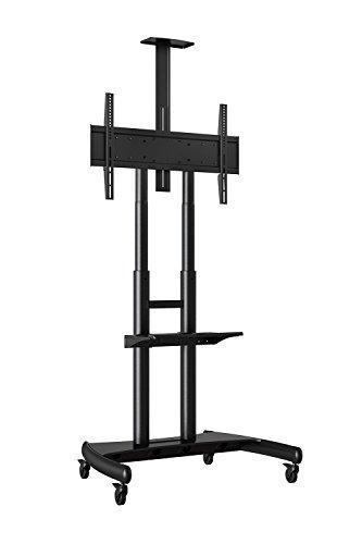 Luxor LUXOR FP4000 Adjustable-Height Large-Capacity LCD TV Stand, 25 lbs, Stand 39.25\"W x 28.25\"D x 48\" to 65\"H in 2\" increments, Shelf 19.625\"W x 11\"D, Four 3\" Casters, All with Locking Brakes
