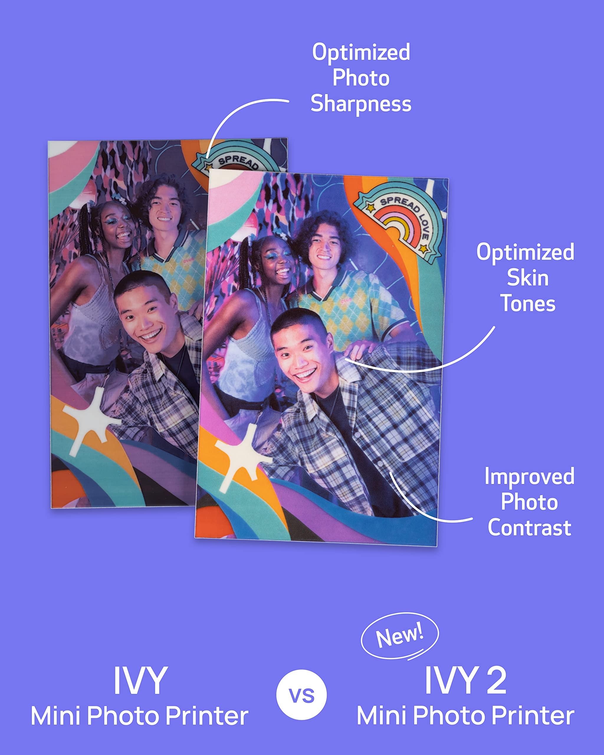 Canon Canon IVY 2 Mini Photo Printer, Print from Compatible iOS & Android Devices, Sticky-Back Prints, Pure White + Canon Zink Photo Paper Pack (20 sheets)