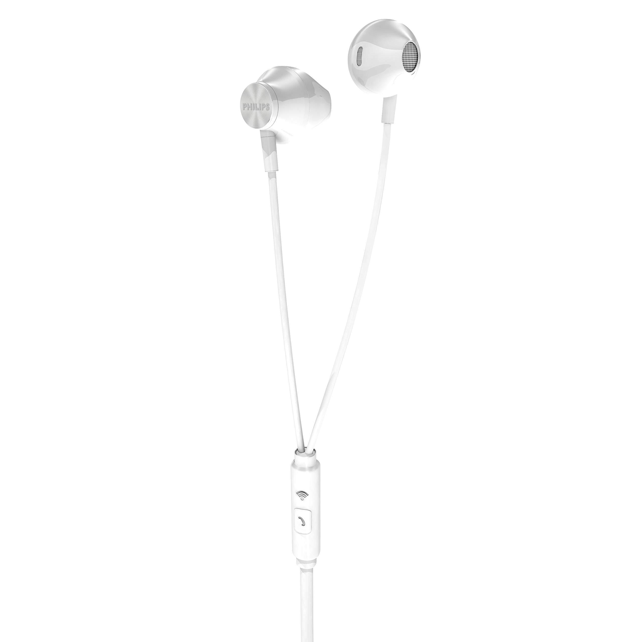 PHILIPS PHILIPS Wired Earbuds with Microphone - Ergonomic Comfort-Fit in Ear Headphones with Mic for Cell Phones, Earphones with Microphone with Bass Clear Sound - White