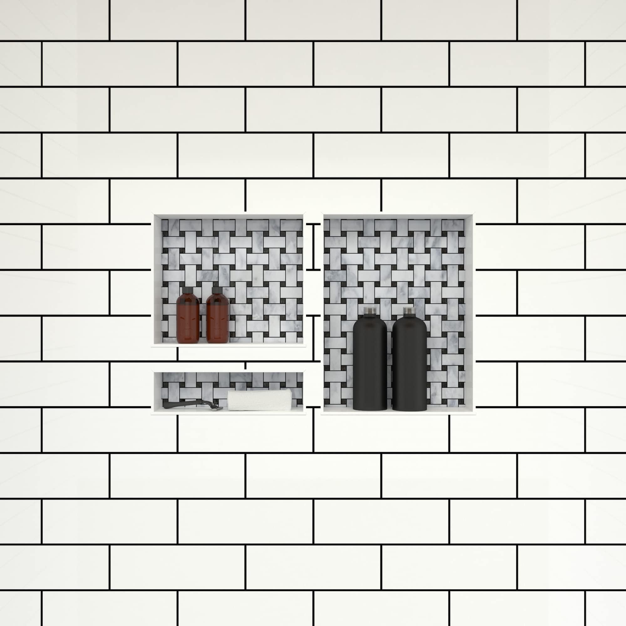 Tile Redi USA Tile Redi USA RNTH1620D-20S Niche Triple Recessed Shower Shelf, Three Shelves, 20" H X 32" W, Black