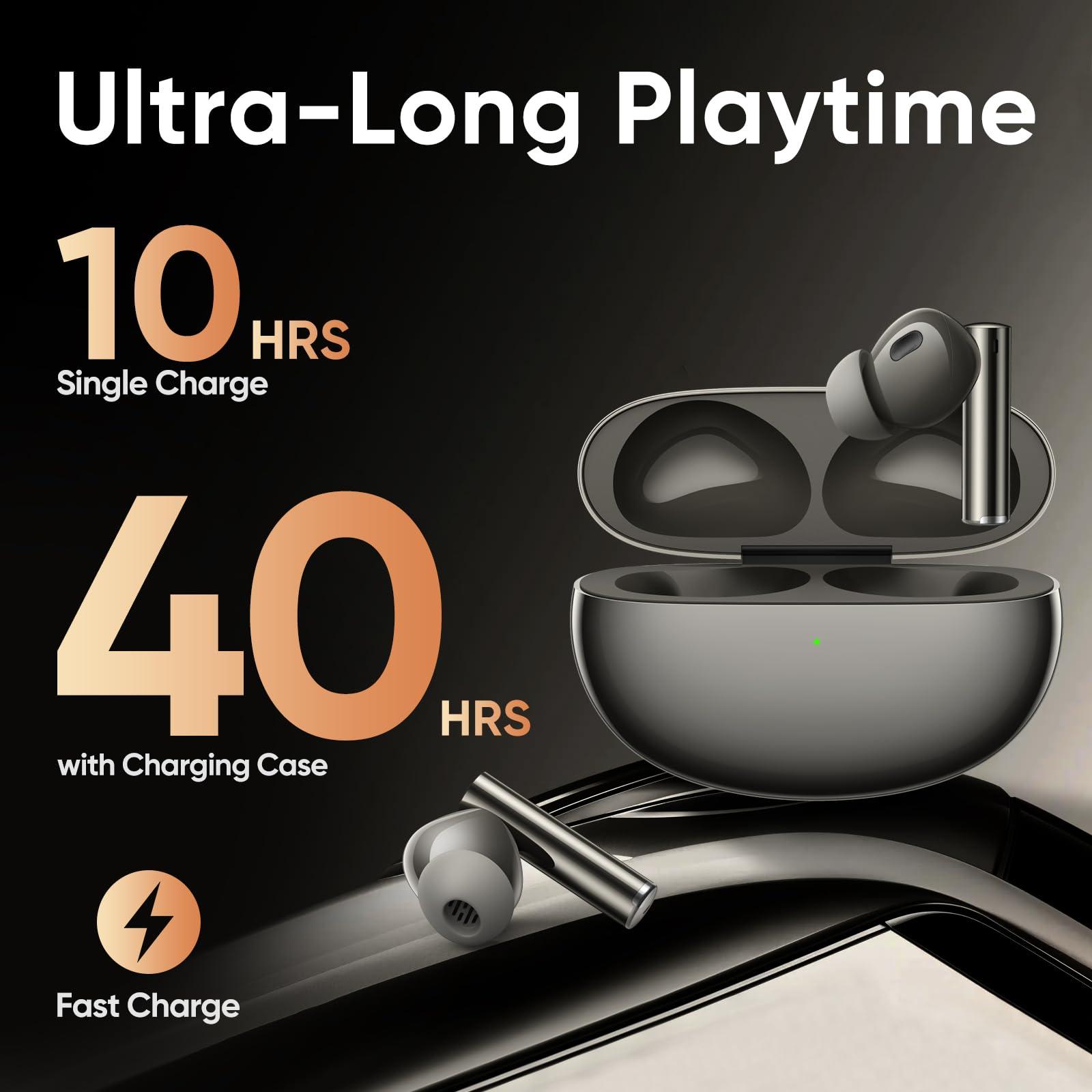 realme realme Air 6 Pro True Wireless Earbuds, 50dB Noise Reduction, Adaptive Noise Cancelling to Ears and Environment, Hi-Res Sound, LDAC, 3D Audio, 40H Battery, Wireless Charging, Bluetooth 5.3, Grey