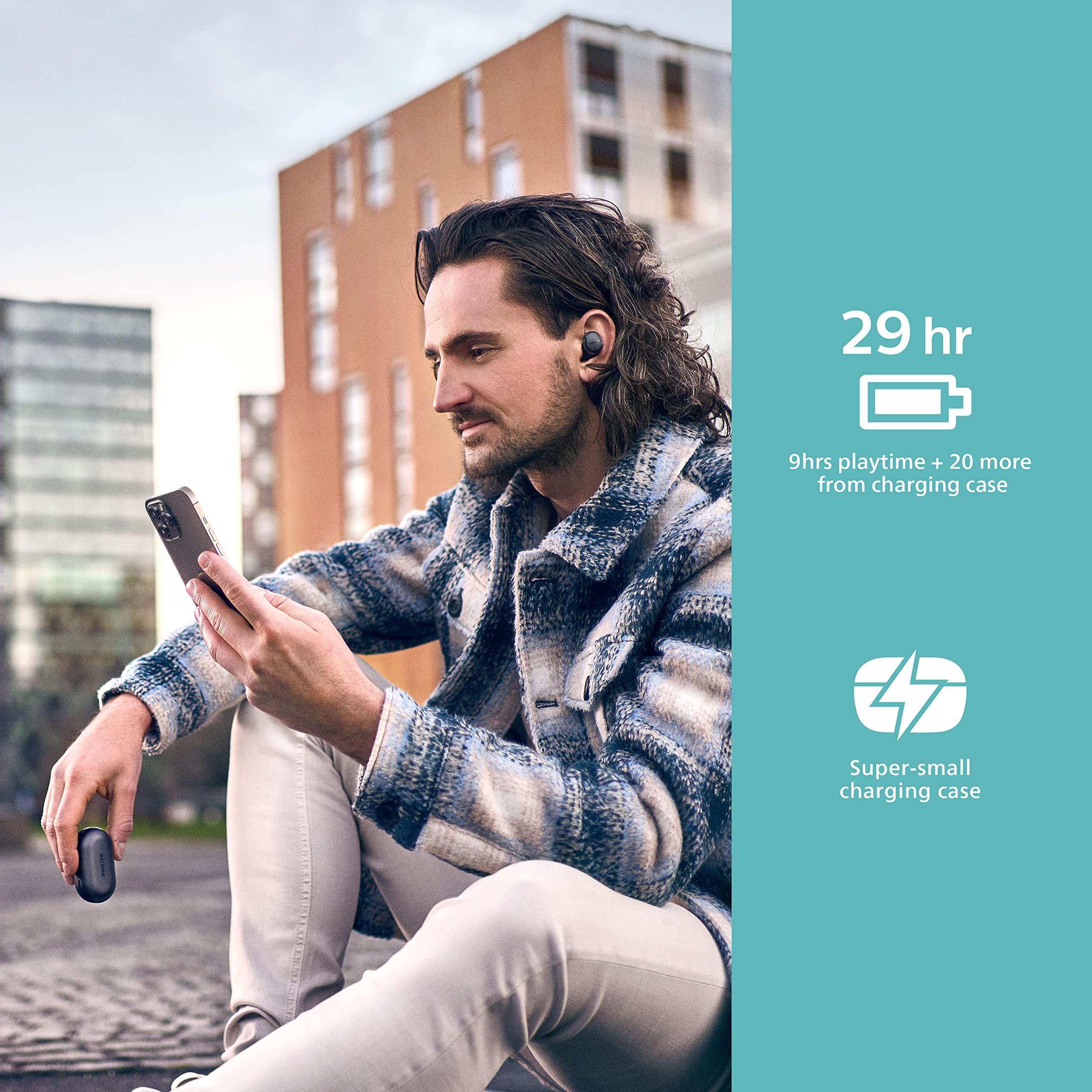 PHILIPS PHILIPS T4556 True Wireless Headphones with Active Noise Canceling (ANC) and IPX4 Water Resistance, Black