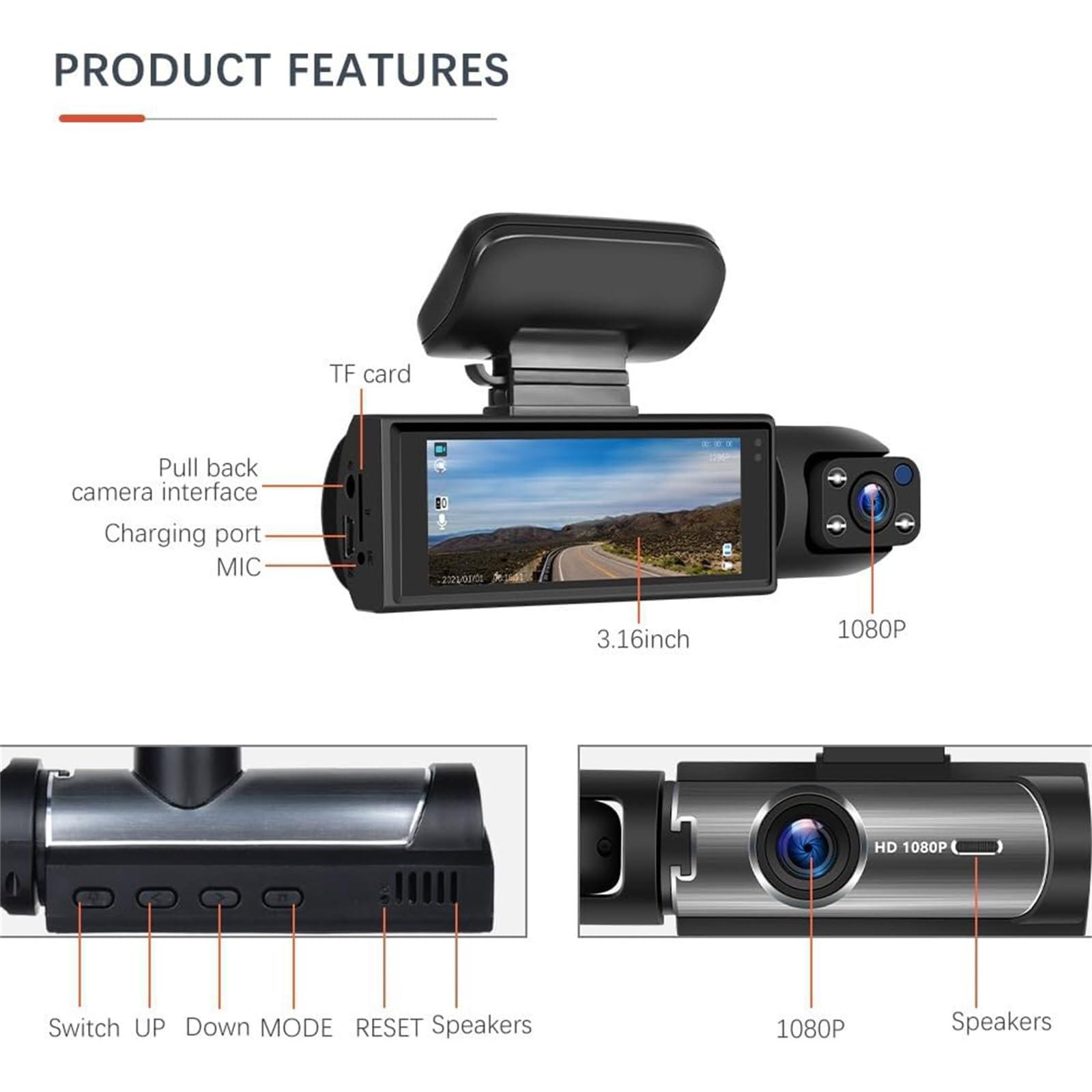 gemdwpw Enesy Car Dash Cam, Crashcam - 1080p HD Front & Rear Dashcam, Enesy Front & Rear Dash Cam, Sherum Dash Cam, Shirem Autopulsex Dash Camera for Cars Front and Rear, Dashcam Front and Rear Camera