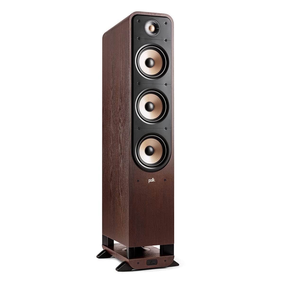 Polk Audio Polk Signature Elite ES60 Tower Speaker - Hi-Res Audio Certified, Dolby Atmos & DTS:X Compatible, 1\" Tweeter & Three 6.5\" Woofers, Power Port Technology for Effortless Bass, Contemporary Walnut