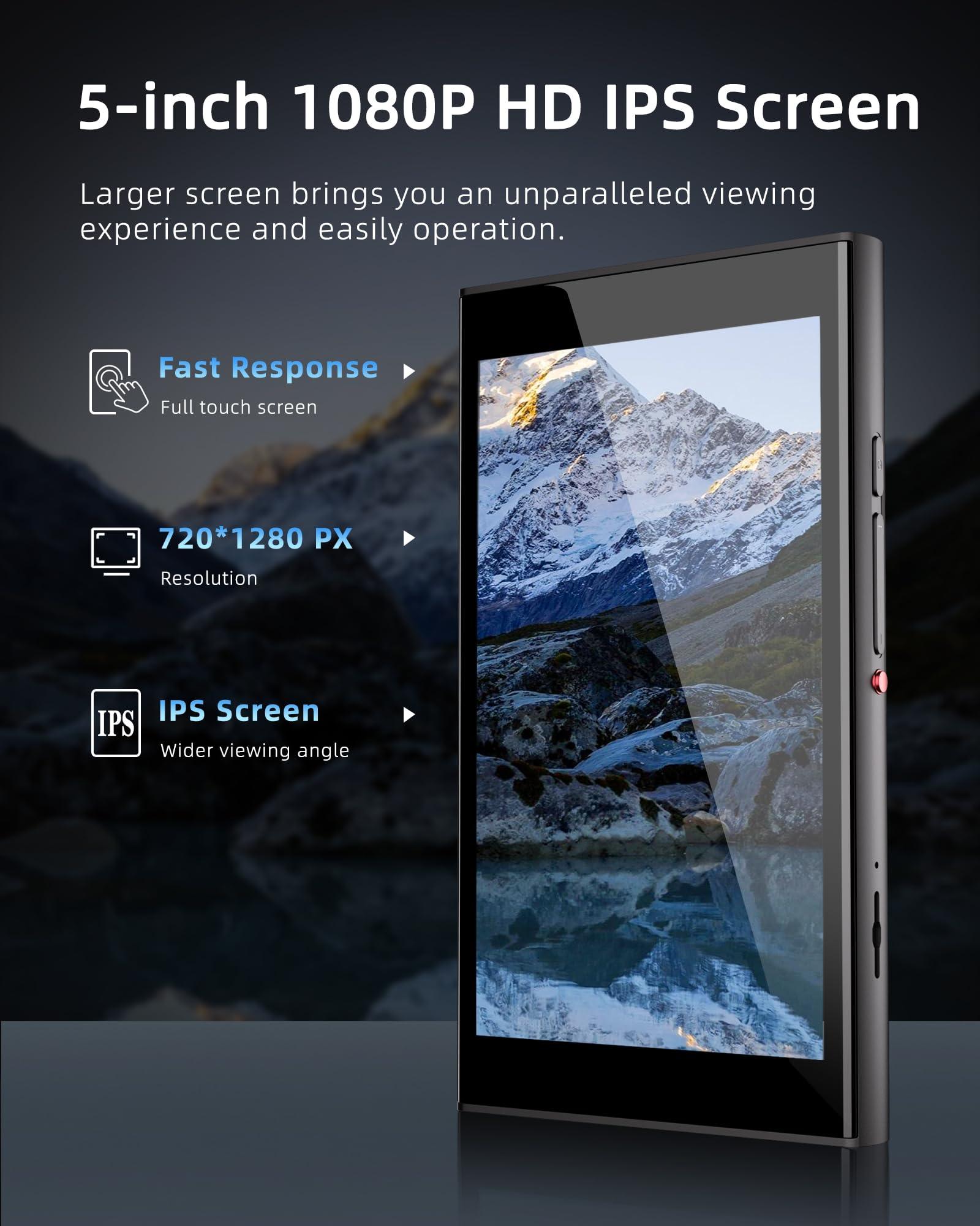 PECSU MP3 Player for Kids with Parental Controls,YouTube Kids,Spotify Kids,Piano Kids,Amazon Music,Audible,APP Store,5\" HD IPS Music Player Up to 1TB with Leather case