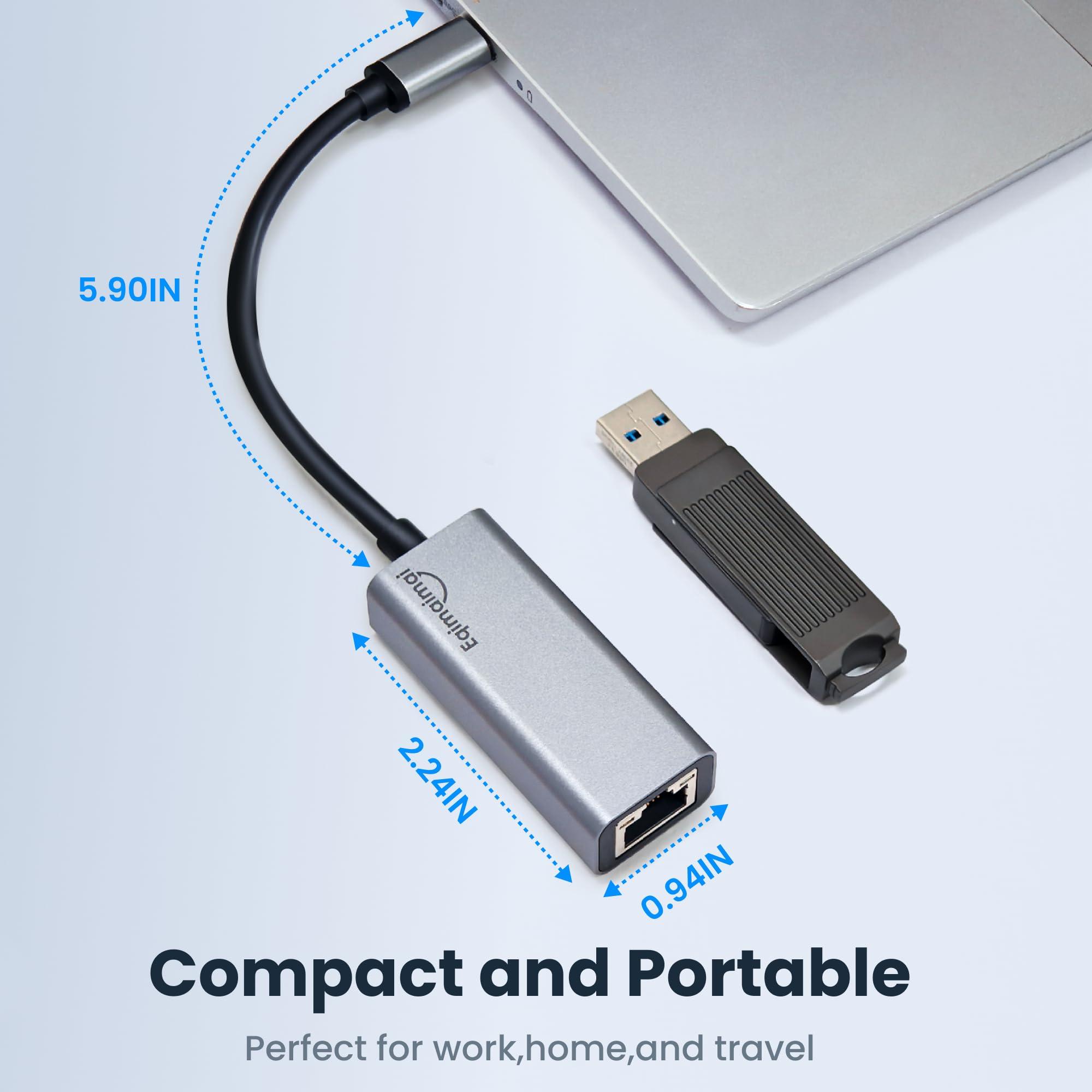 eqimaimai USBC Ethernet Adapter 2 Pack,2Pcs TypeC to RJ45 Ethernet Gigabit Network Adapter Compatible with Windows, MacOS, Linux, and More TypeC to RJ45 with 1000MBPS (2*USB C to RJ45)