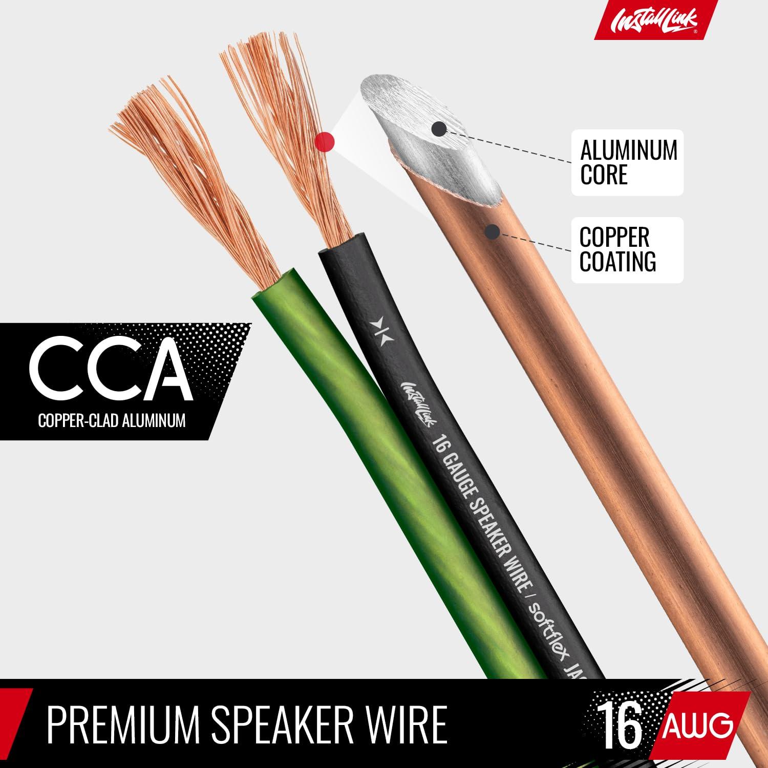 Install Link Install Link 16 AWG Gauge Speaker Wire Cable (30 Feet) Stereo, Car or Home Theater, CCA