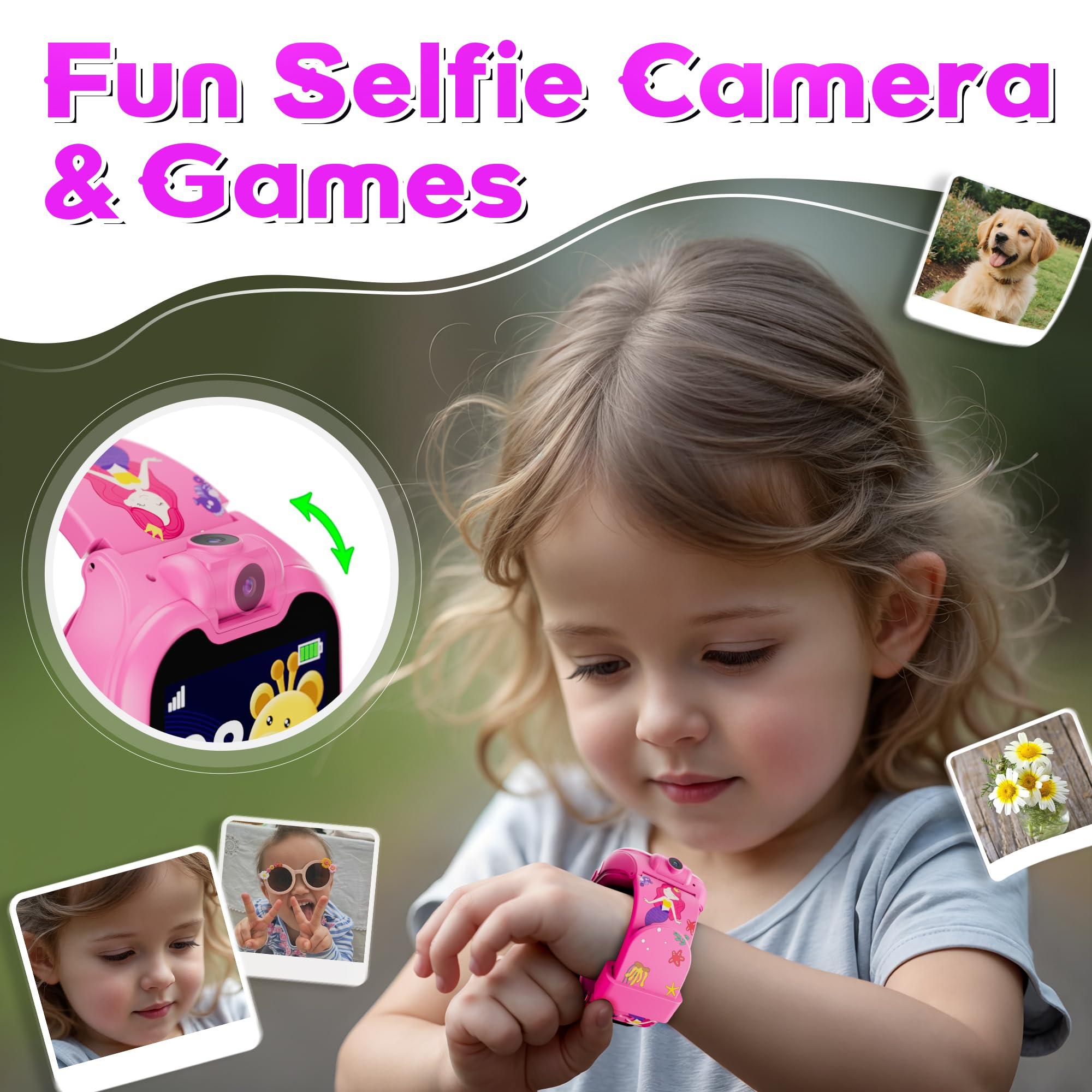 Contixo Contixo Kids Smartwatch - Educational Watch with Games, Camera, Music Player, Alarm, Customizable Wallpaper - for Boys & Girls Ages 4-12 (Pink)