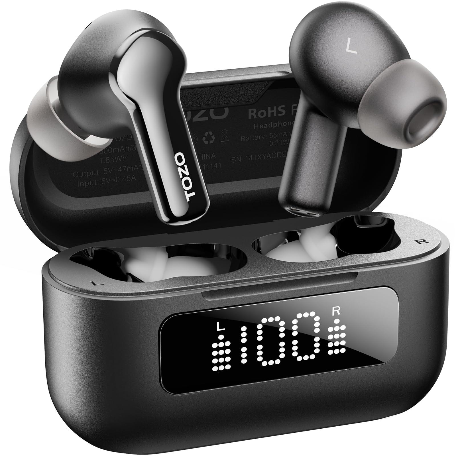 TOZO TOZO Hybrid Active Noise Cancelling Wireless Earbuds with 6 Mics AI Clear Call Ear Buds 55H Playtime with LED Display 32 Preset EQs via APP Bluetooth 5.3 IPX8 Waterproof in Ear Headphones