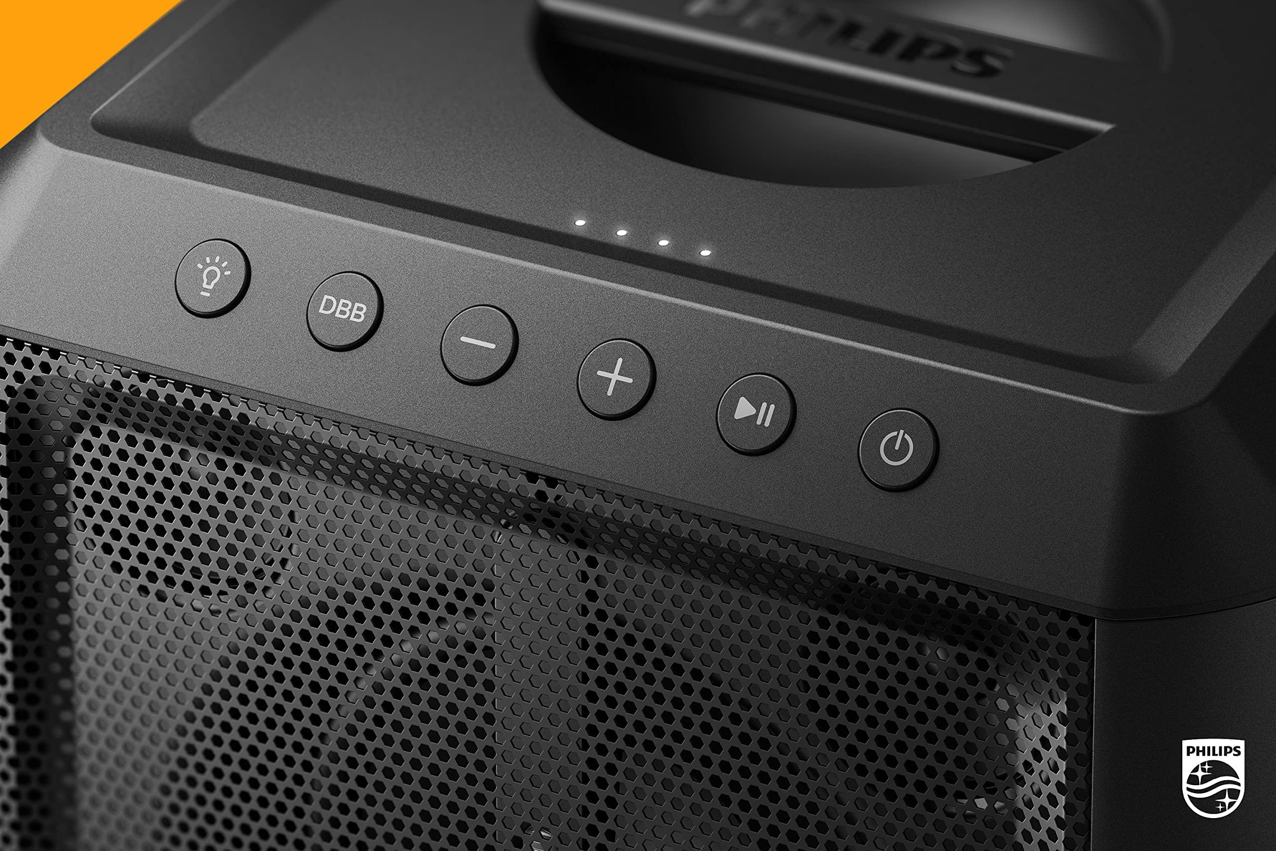 PHILIPS PHILIPS X4207 Bluetooth Party Cube Speaker with Flashing Party Lights - Link up to 50 Speakers, Black