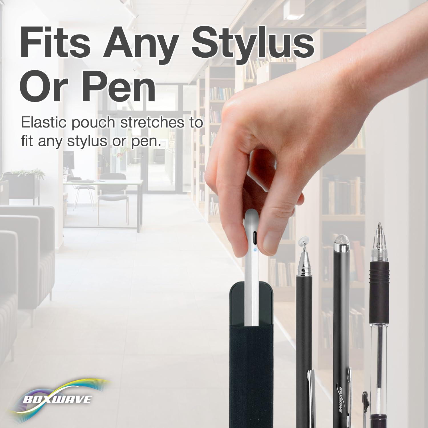 BoxWave BoxWave Stylus Pouch Compatible with Interelectronix IX-TP240 - Stylus PortaPouch, Pen Stylii Holder Carrier Portable Self-Adhesive - Jet Black