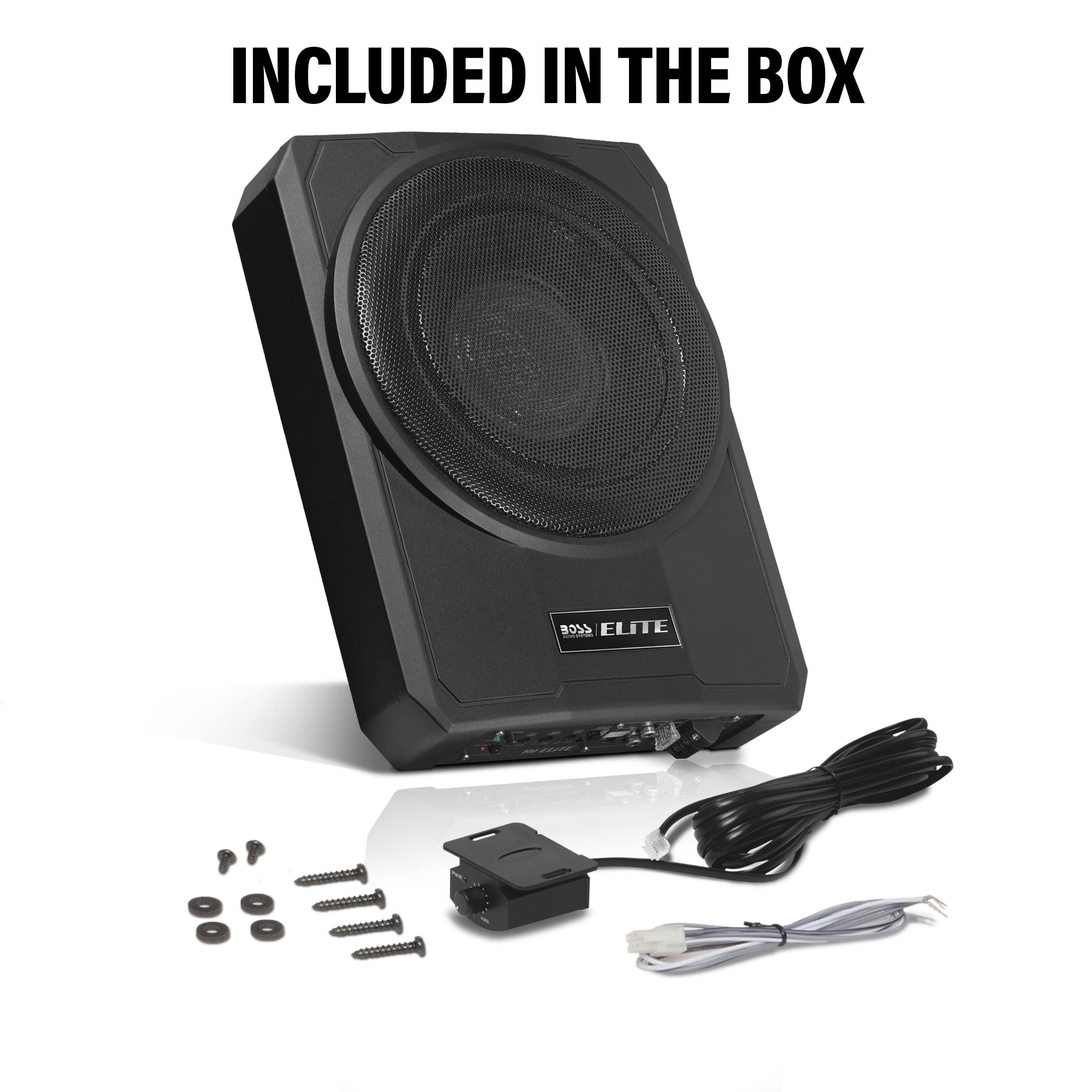 BOSS Audio Systems BOSS Audio Systems SLIM10 Elite Series 10 Inch Powered Car Subwoofer - Low Profile, Remote Subwoofer Control, Built in Amp, Under Seat