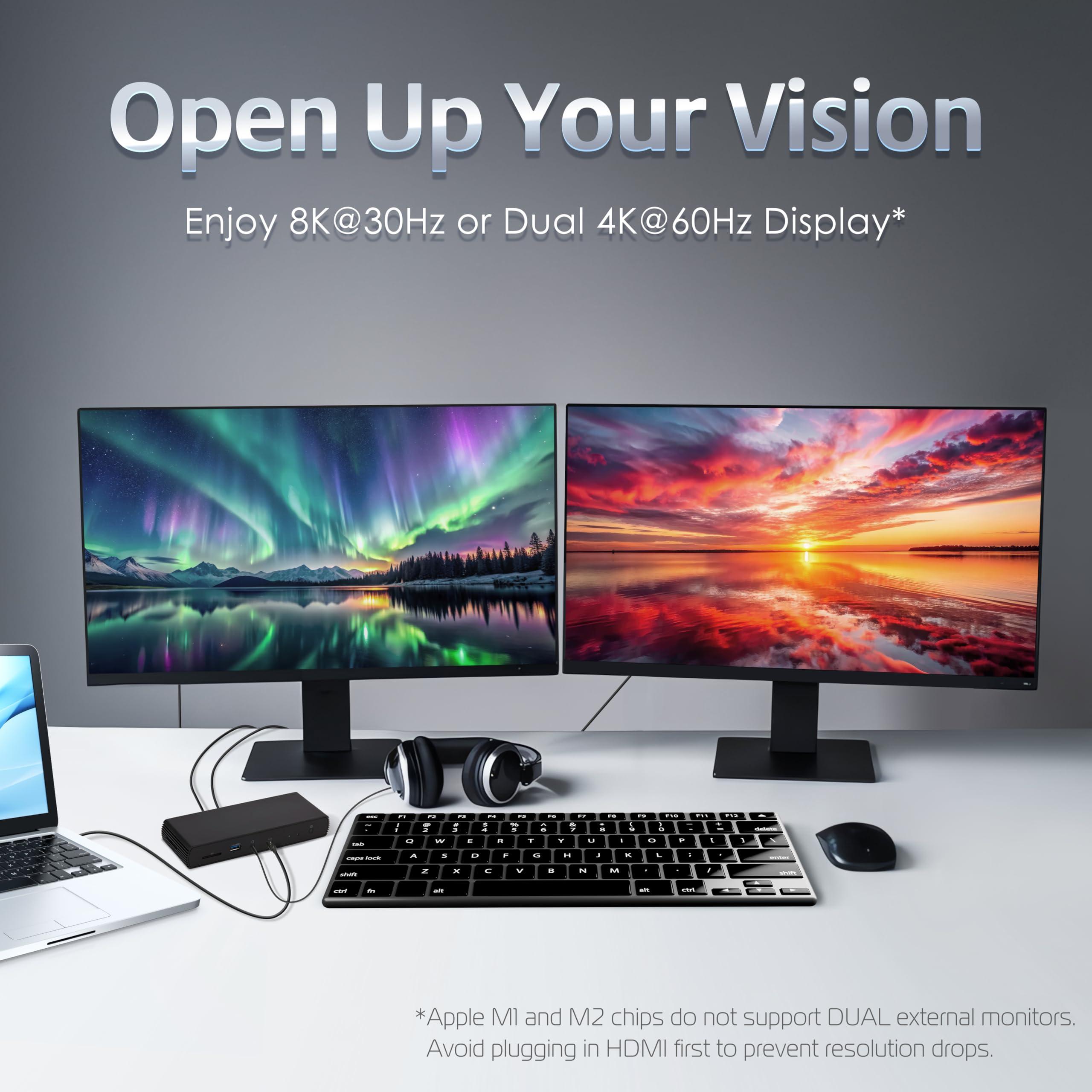 Amazon Basics Amazon Basics Thunderbolt4/USB4 Pro Docking Station,2xTBT4,1xHDMI2.1,3xUSB A 3.1,RJ45,Dual Display, Black, 7.86 x 2.95 x 1.23 inches