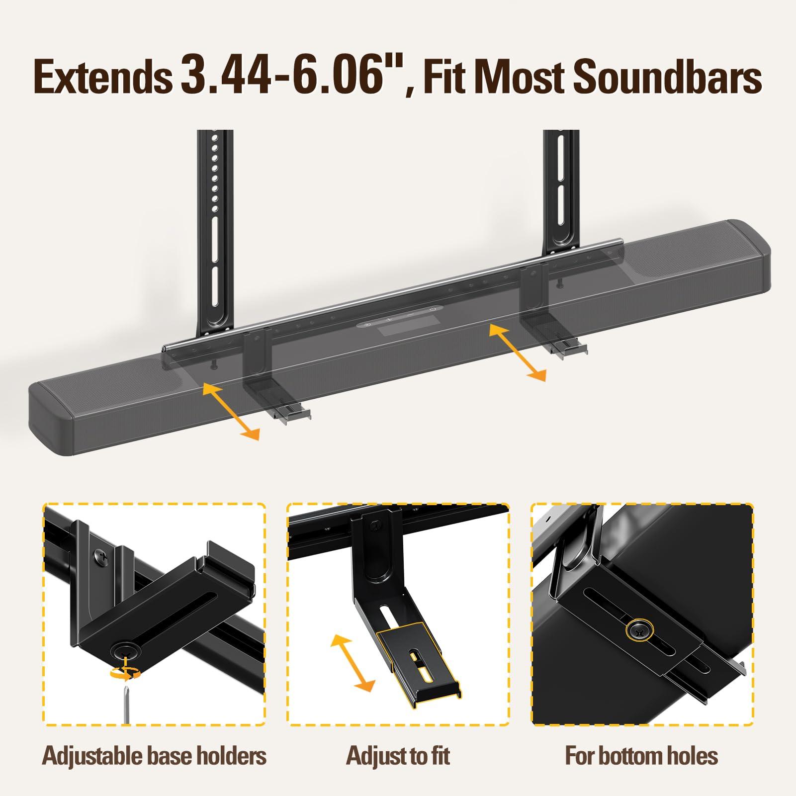 Mounting Dream Mounting Dream Soundbar Mount, Heavy Duty Soundbar Wall Mount for Most Sound Bars With Hole/Without Hole Up to 26.5 LBS, Soundbar Bracket Height Adjust, No-Slip Base Holder Extends 3.44-6.06, MD5428