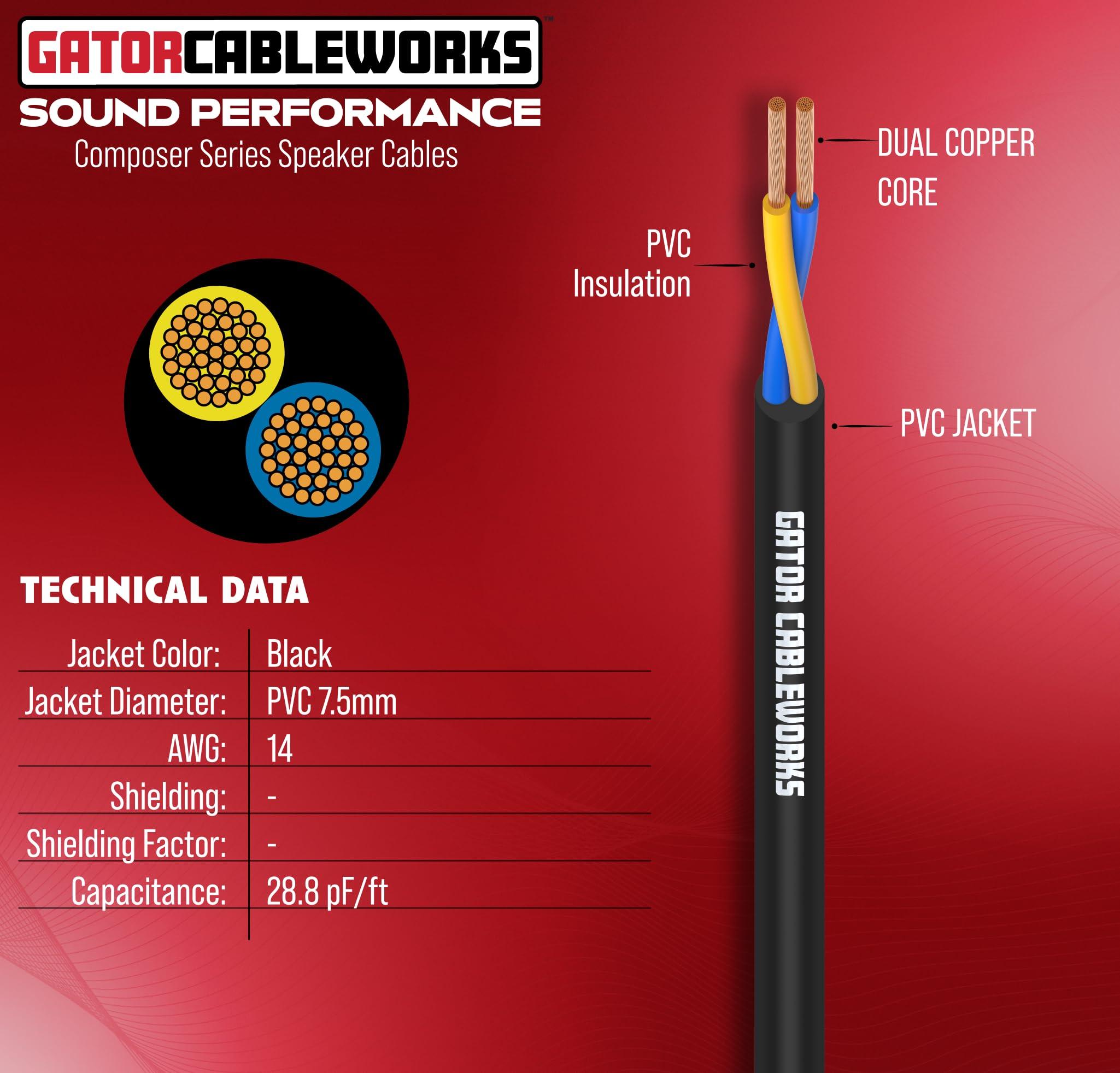 Gator Cableworks By Gator Cases Composer Series Deluxe 50 Foot Twist Lock Connector to Twist Lock Connector Speaker Cable; (GCWC-SPK-50-2TL)