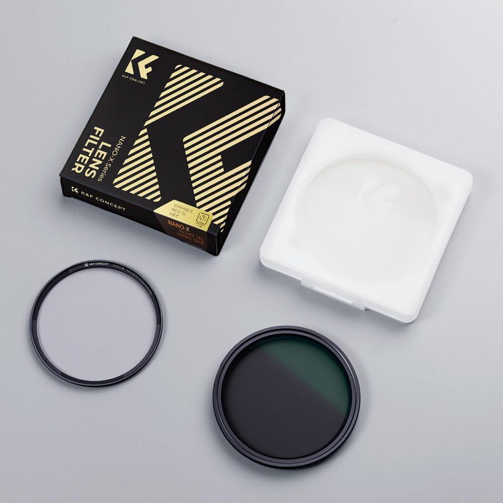 K&F Concept K&F Concept 52mm Magnetic Variable ND Lens Filter ND2-ND32 (1-5 Stops) + 52mm Basic Ring Kit, No X Cross Magnetic Adjustable Neutral Density Filter with 28 Multi-Layer Coatings (Nano-X Series)