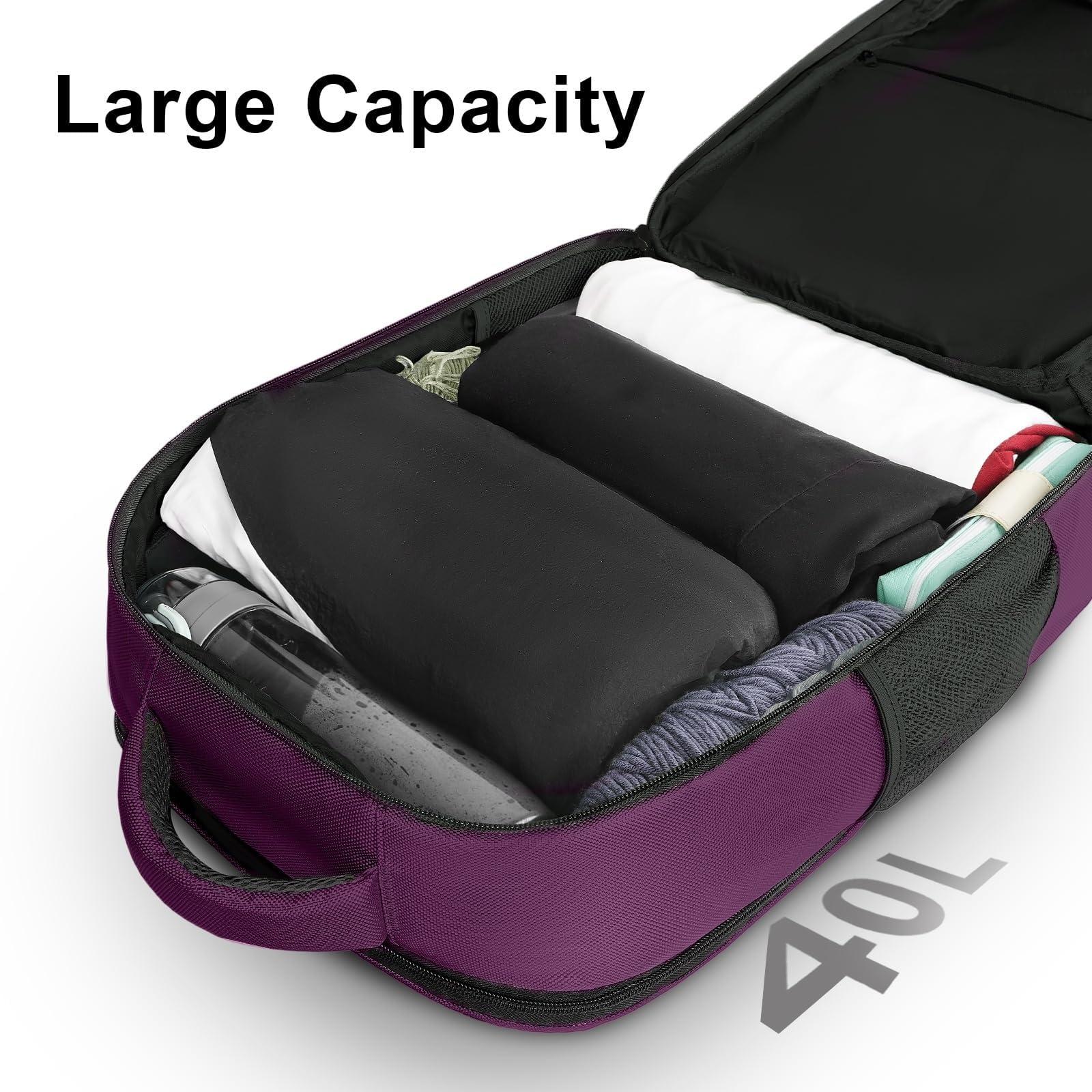 MATEIN MATEIN Travel Backpack for Women, Extra Large 40L Carry on Backpack with USB Charge Port, Water Resistant College Bag Computer Bag Gifts for Women & Men Fits 17.3 Inch Laptop, Purple