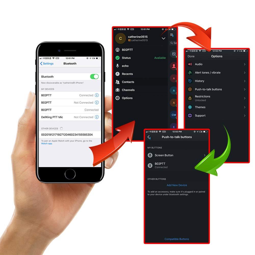 Inrico ANYSECU Inrico Wireless PTT Microphone B01 iOS Version Wireless PTT Button Zello mic Zello ptt Button Speaker for iOS and Android Phone