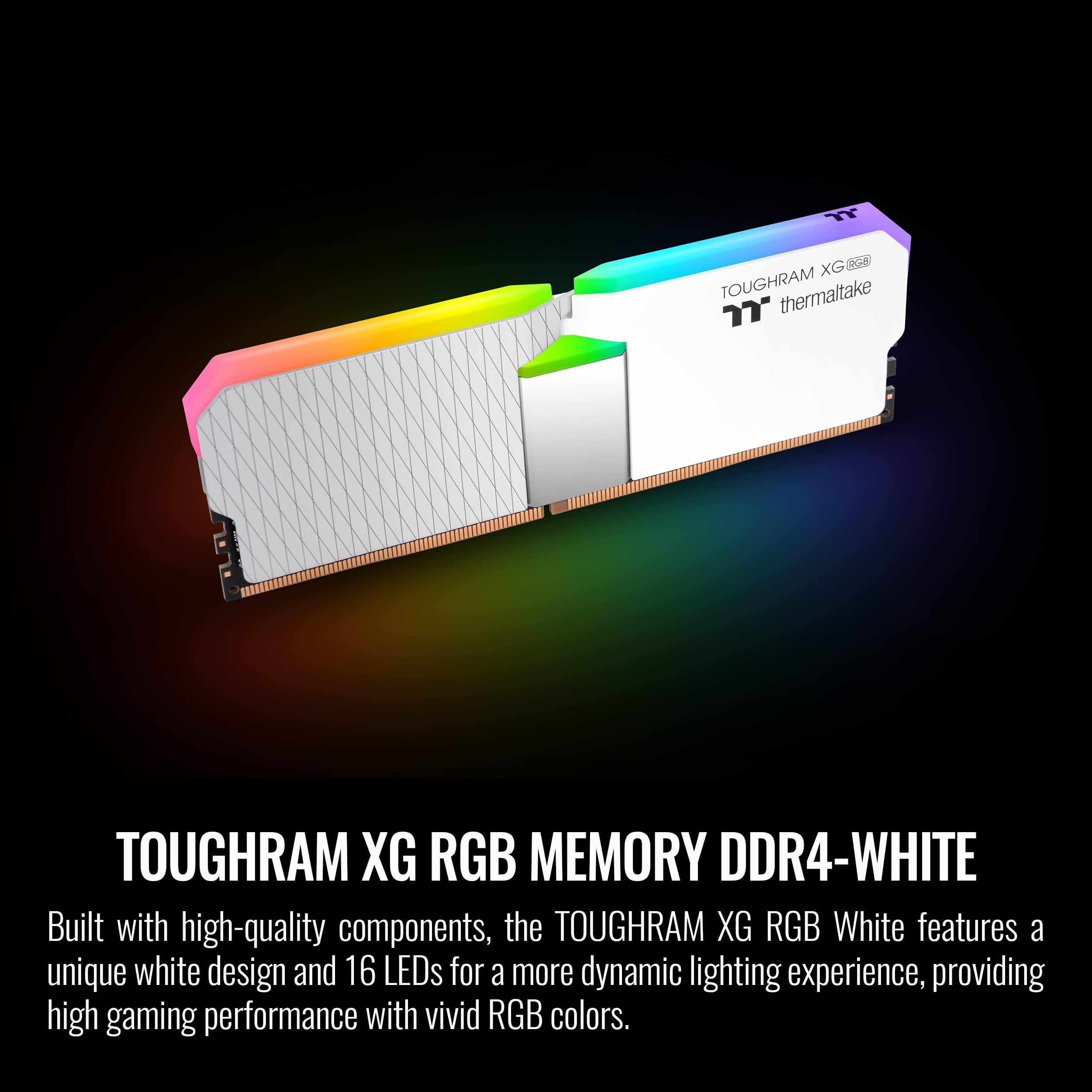 Thermaltake Thermaltake TOUGHRAM XG RGB White DDR4 4000MHz 64GB C19 (32GB x 2) 16.8 Million Color RGB Alexa/Razer Chroma/5V Motherboard Syncable RGB Memory RG06R432GX2-4000C19B