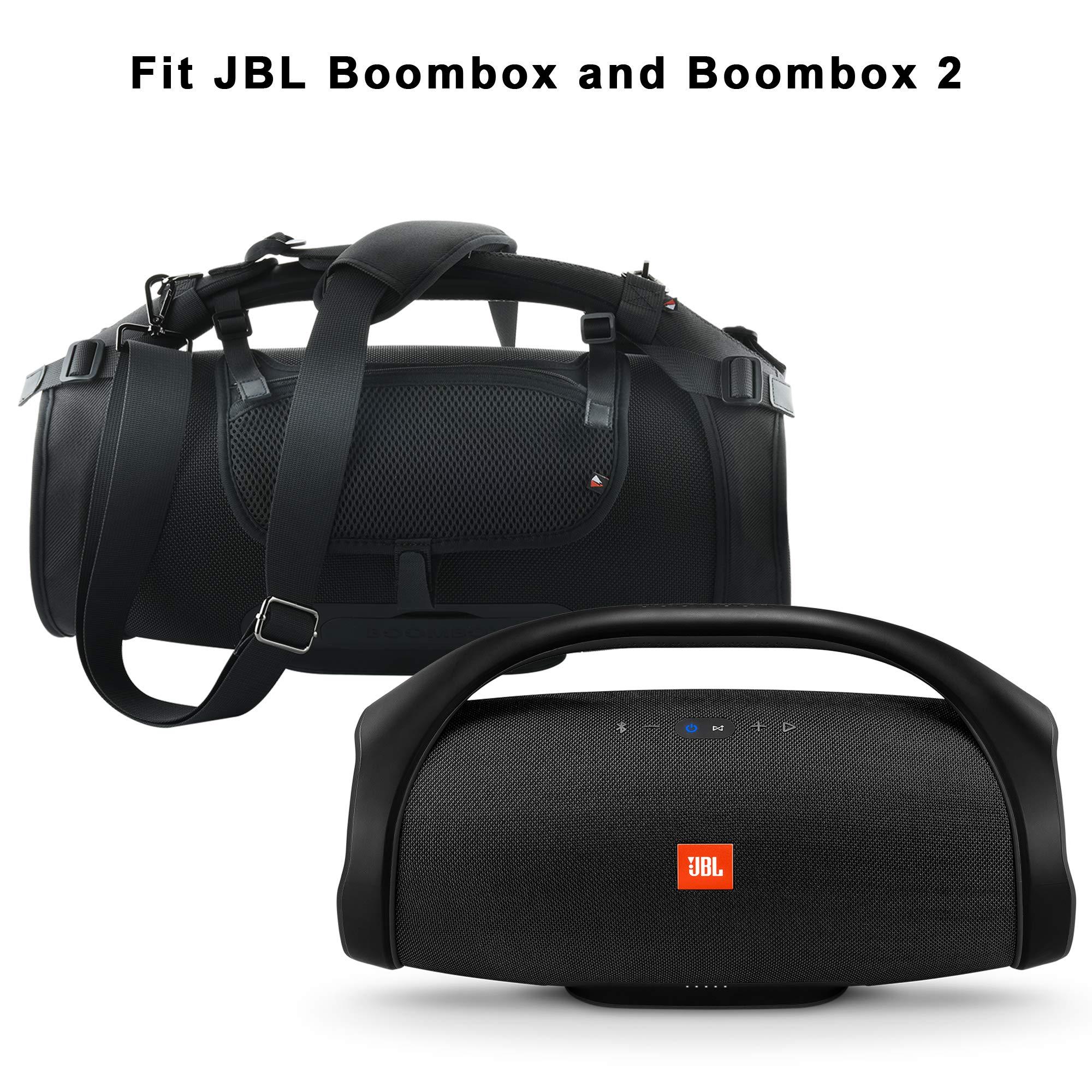 TXEsign Travel Carrying Strap Compatible with JBL Boombox 2-Waterproof Portable Speaker, TXEsign Shoulder Strap with Two Side Covers Travel Carrying Case Compatible with JBL Boombox (Black without Pouch)