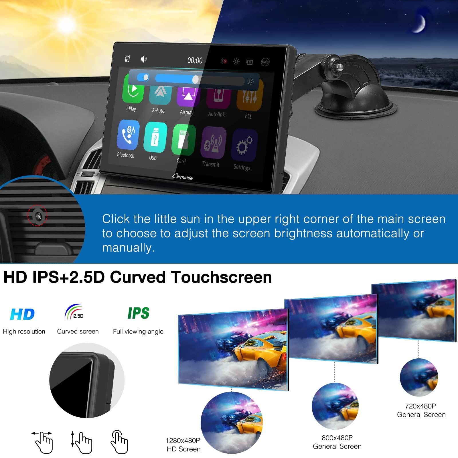 Carpuride Carpuride W901 Pro Portable Carplay & Android Auto with Dula Bluetooth, 9 inch 1080P Touch Screen, Mirror Link/GPS/Siri/FM, Support Truck Dashboard Mounted