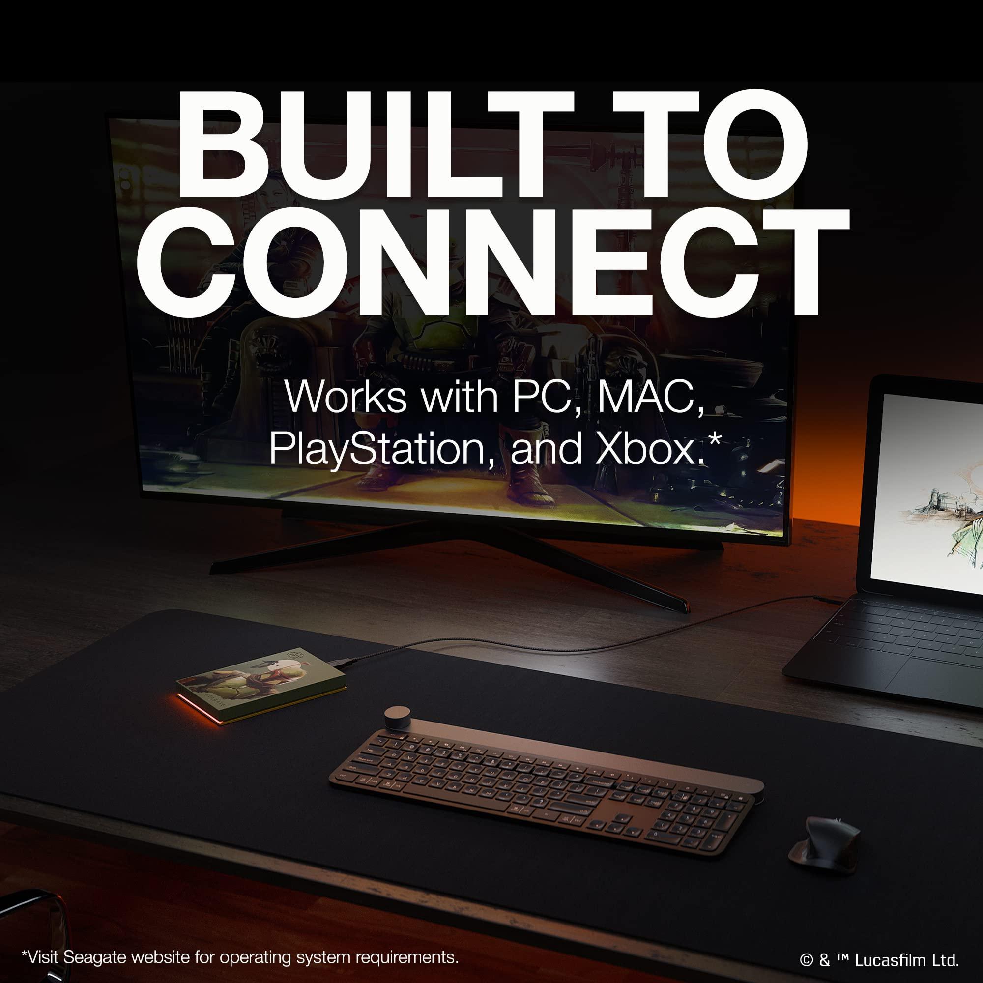 Seagate Seagate Boba Fett Drive Special Edition FireCuda External Hard Drive 2TB Officially-Licensed - 2.5 Inch USB 3.2 Gen 1 Red LED RGB lighting with Rescue Services (STKL2000406)