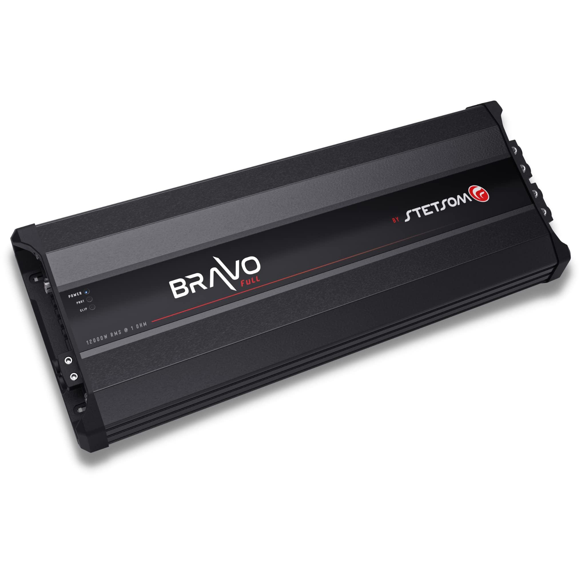 Stetsom Stetsom Bravo Full 12000 1 Ohm Mono Car Amplifier, 12000.1 12K Watts RMS, 1 Stable Car Audio, HD Sound Quality, Crossover & Bass Boost, Car Stereo Speaker Subwoofer MD, Smart Coolers