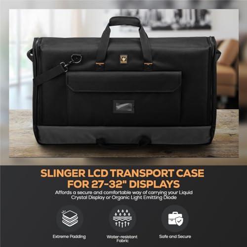 SLINGER Slinger SLINGER Foldable Padded Nylon Tote Carrying Case - LCD Transport Case for Displays, Computers, Monitors & TVs Between 27\" - 32\" - Water Resistant - Shoulder Strap & Handle Options