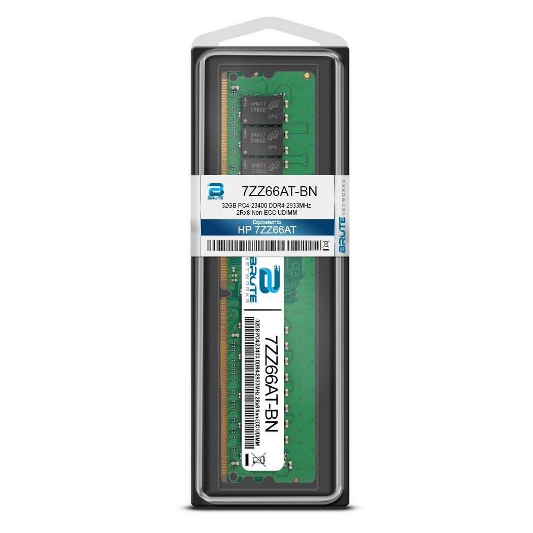 Brute Networks Brute Networks 7ZZ66AT-BN - 16GB PC4-23400 DDR4-2933Mhz 2Rx8 Non-ECC UDIMM (Compatible with OEM PN# 7ZZ66AT)