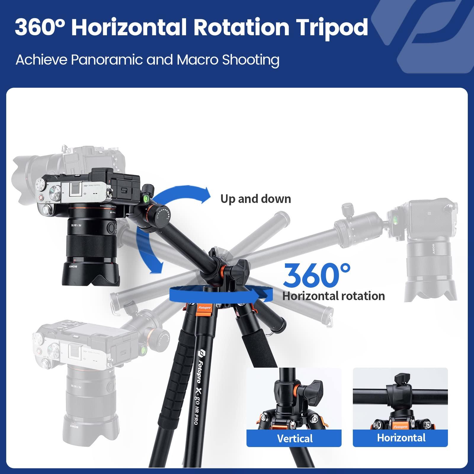 Fotopro Fotopro 68 inch Camera Tripod Horizontal 360 Tripod Portable Monopod with Ball Head 16KG Load Capacity Quick Release Plate, for Travel and Work