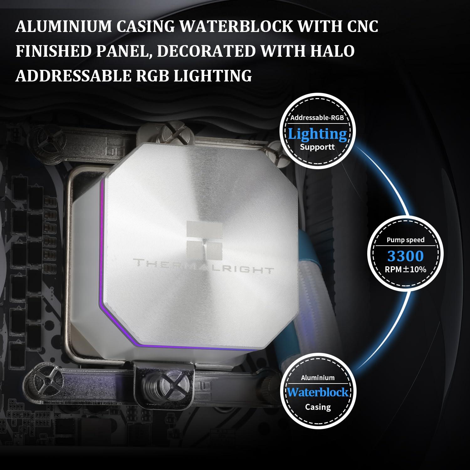 Thermalright Thermalright Frozen Edge 360 White Liquid CPU Water Cooler with 120mm PWM Fan,360 White Cold Row Specification,Integrated Water-Cooler Heatsink for AMD/AM4/AM5,Intel LGA1700/1150/1151/1200/2011