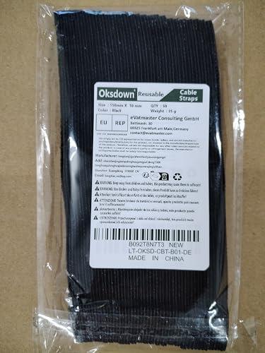 Oksdown Oksdown Cable Tie Reusable Black 50 Pack Straps Adjustable Releasable Extension Hook and Loop Tidy Wraps for Headphones HDMI Ethernet Printers Laptops USB Data Cables