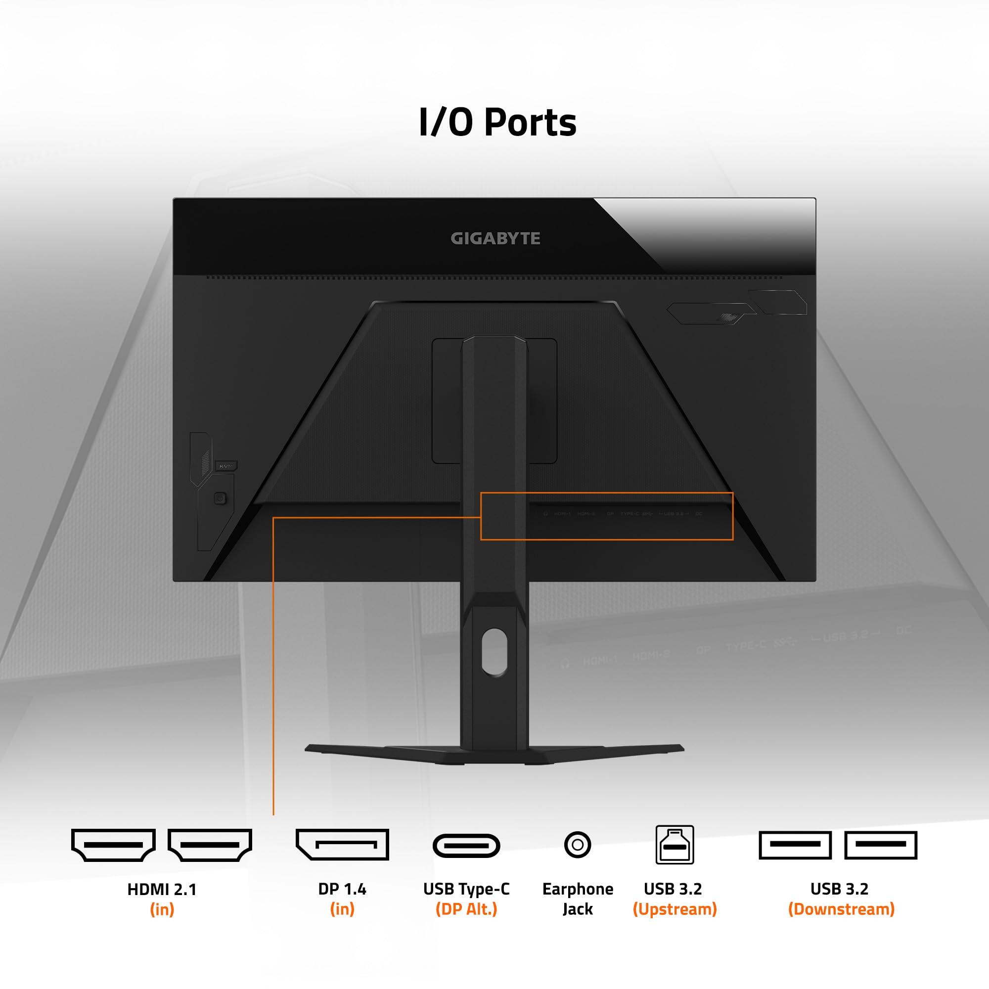 GIGABYTE GIGABYTE - M27Q Advanced (US) - 27" SS IPS Gaming Monitor - QHD 2560x1440-180Hz - 1ms MPRT - AMD FreeSync - Type C KVM - HDMI, DP, Type C - Height Adjustable - Black