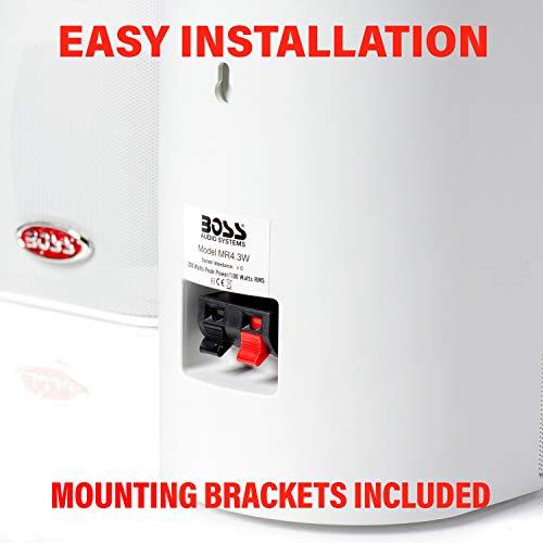 BOSS Audio Systems Boss Audio MR4.3W 200-Watt 3 Way Marine 4-Inch Enclosed System Speaker, White