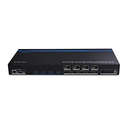 Cable Matters Cable Matters 4K 60Hz HDMI Matrix Switch 4 in 4 Out with RS-232 and TCP/IP Remote Access Configuration - Supports 18Gbps HDMI 2.0, HDR High Dynamic Range, HDCP 2.2, 24 Bit RGB, YCBCR 4:4:4 Format