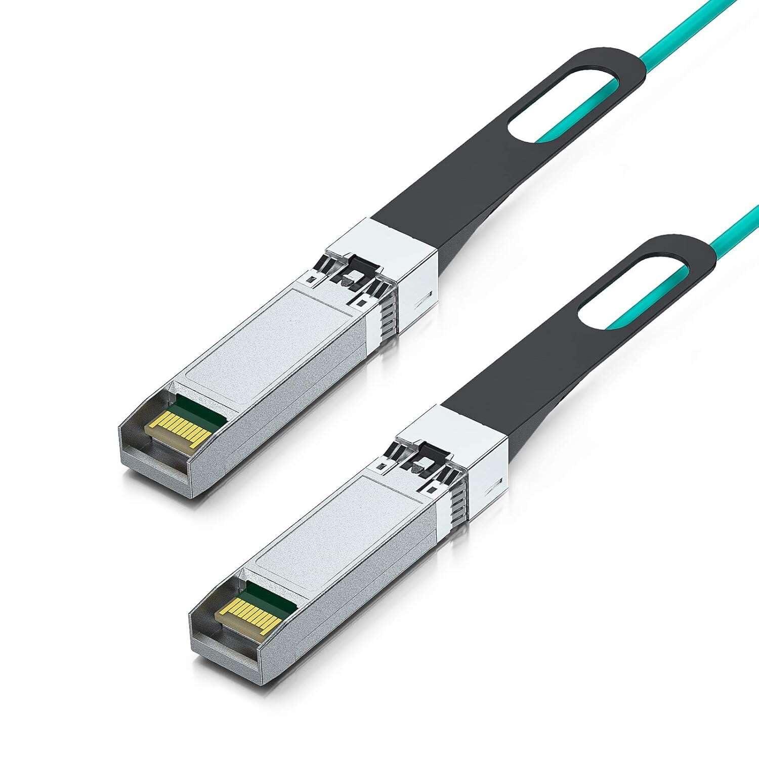 10Gtek 10G SFP+ AOC Cable - 10GbE SFP+ to SFP+ Active Optical Fiber Cable, OM3 MMF Direct-Attach Fiber Assemblies with SFP+ connectors for Cisco SFP-10G-AOC10M, Ubiquiti UniFi, Supermicro, 10-Meter, 2-Pack