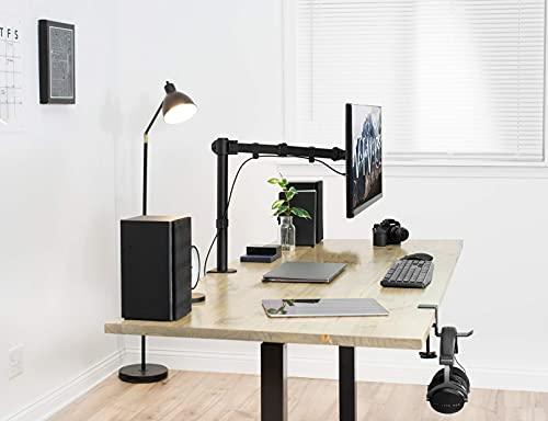 VIVO VIVO Single Monitor Arm Desk Mount, Holds Screens up to 32 inch Regular and 38 inch Ultrawide, Fully Adjustable Stand with C-Clamp and Grommet Base, VESA 75x75mm or 100x100mm, Black, STAND-V001