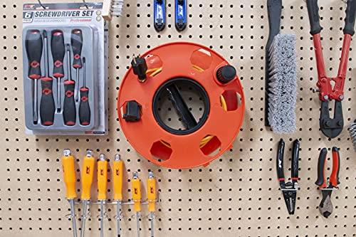 Performance Tool Performance Tool W2274 Heavy Duty 11-inch Cord Reel for Holding Extension Cords, Orange, 150-ft Capacity