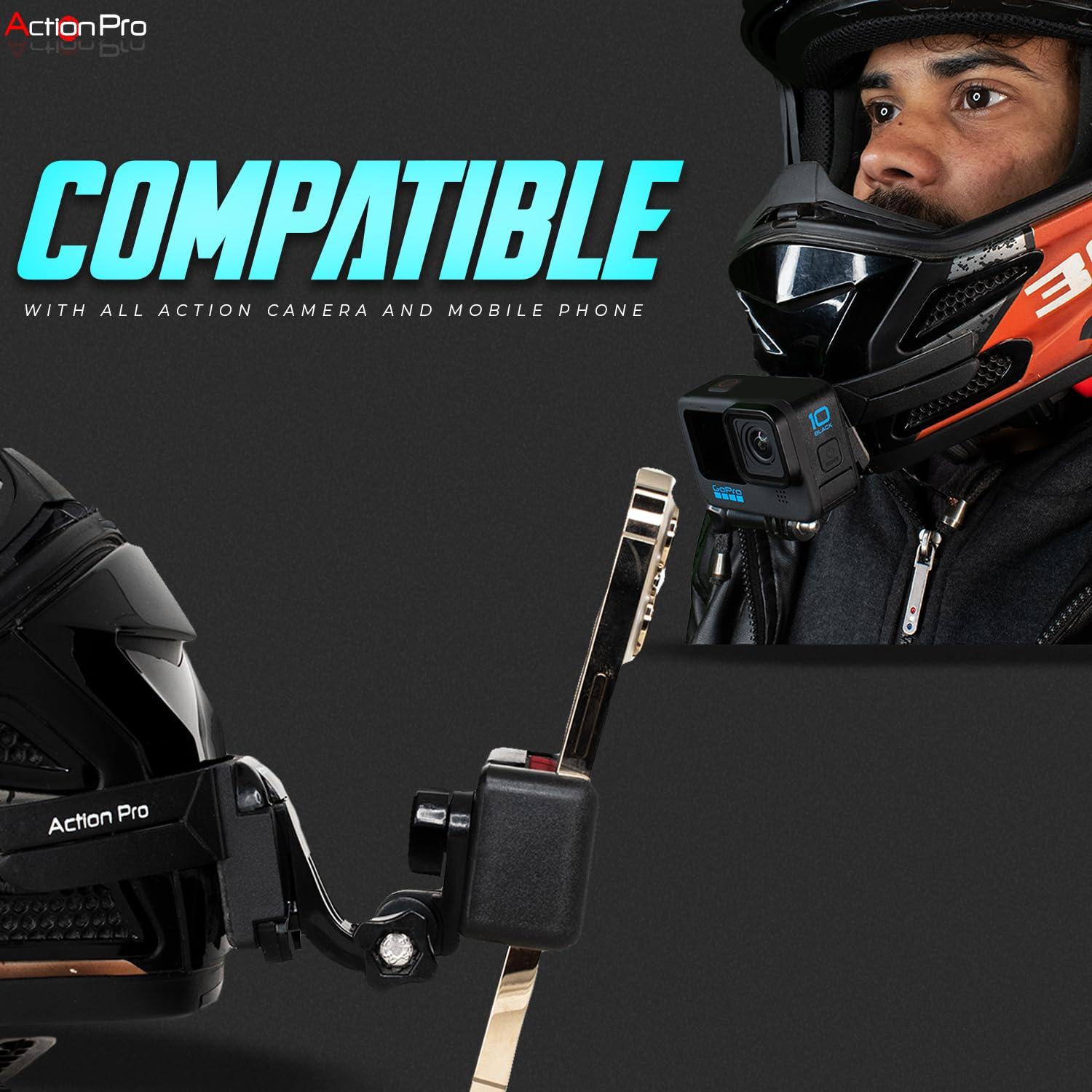 Action Pro Action Pro Helmet Chin Mount Strap Compatible with All Smartphones GoPro Hero 12 11 10 9 8 7 6 5 4 SJCAM DJI Osmo and All Action Cameras (3M Chin Mount)