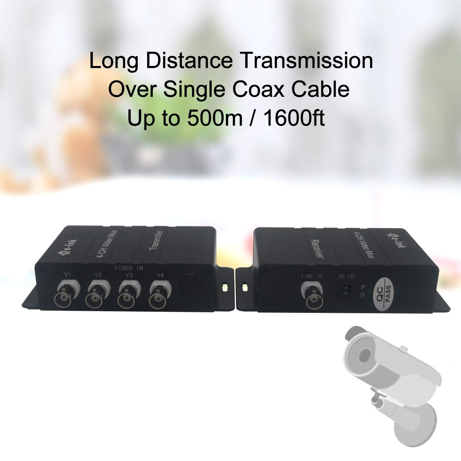E-link E-link 4 Channel Video Multiplexer - 4Ch CCTV Video Multiplexer Over 1 Coaxial Cable for Standard Analog Cameras