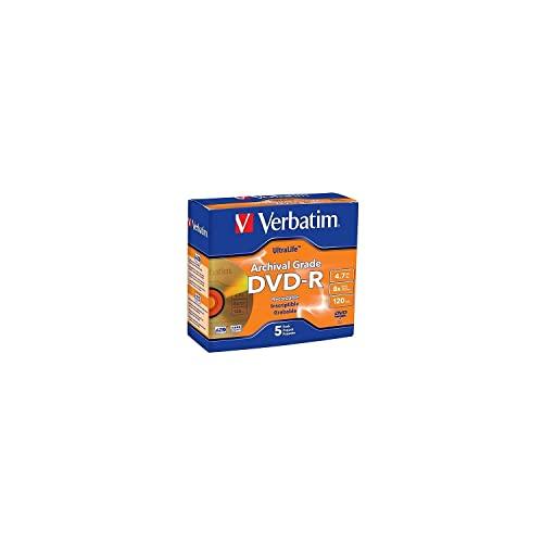 Verbatim 5pk Dvd-R 8x Ultralife Archival Grade Gold Shiny Jewel Case