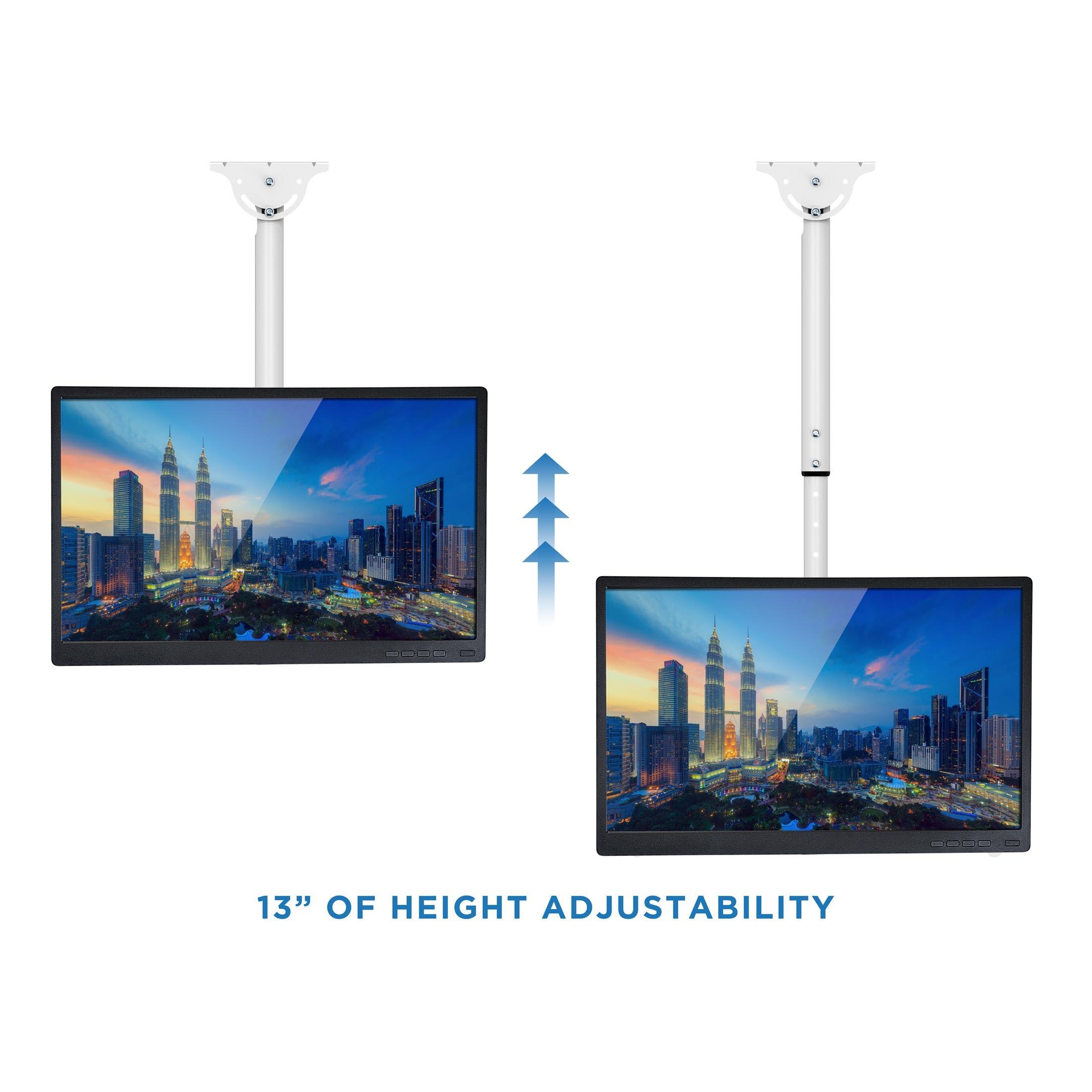 Mount-It! Mount-It! Full Motion Ceiling TV Mount Bracket, Adjustable Height 360 Deg Swivel Tilt Mount for Home and Commercial Use, Fits up to 75 Inch TVs, 110 Pound Capacity, White