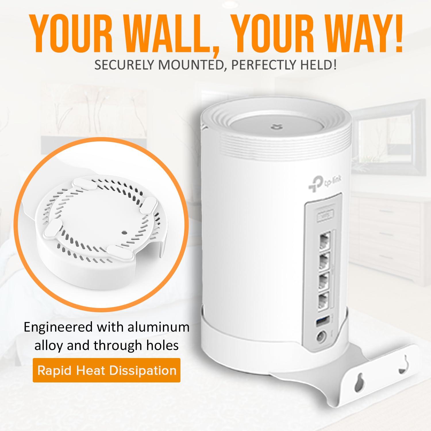 BANGCHEER Bangcheer Wall Mount for TP-Link Deco BE75/BE85/BE95/BE17000/BE22000/BE33000 Whole Home Mesh WiFi 7, Upgrade Stable Saving Space Aluminum Alloy Wall Hanging Bracket Holder (2Pack,White)