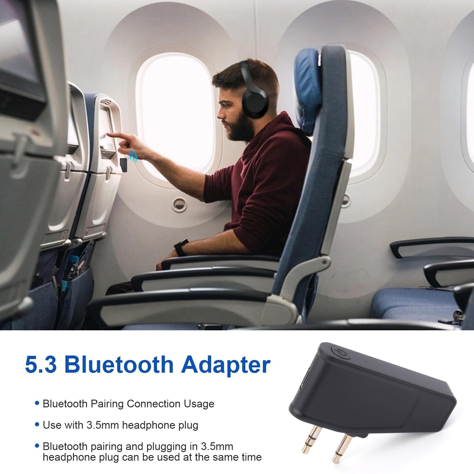 Asobilor Airplane Bluetooth Adapter Compatible with Bose Wireless/Wired Headphones and Any 3.5mm Aux Jack on Airplane, Bluetooth 5.3 Transmitter Receiver and 3.5mm Audio Jack (2 in 1)
