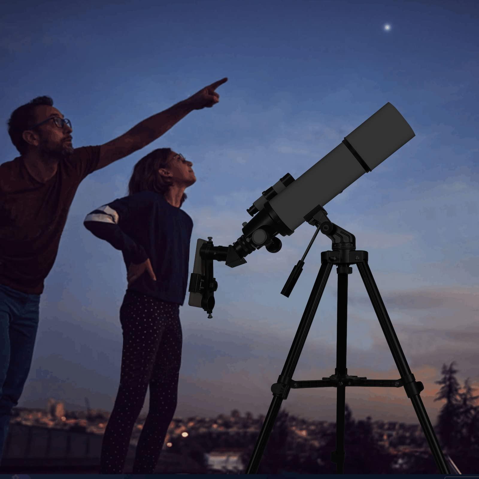 EACONN Telescopes for Adults Astronomy, 80mm Aperture 600mm Refractor Telescope for Kids & Beginners, Compact and Portable Travel Telescopio with Backpack