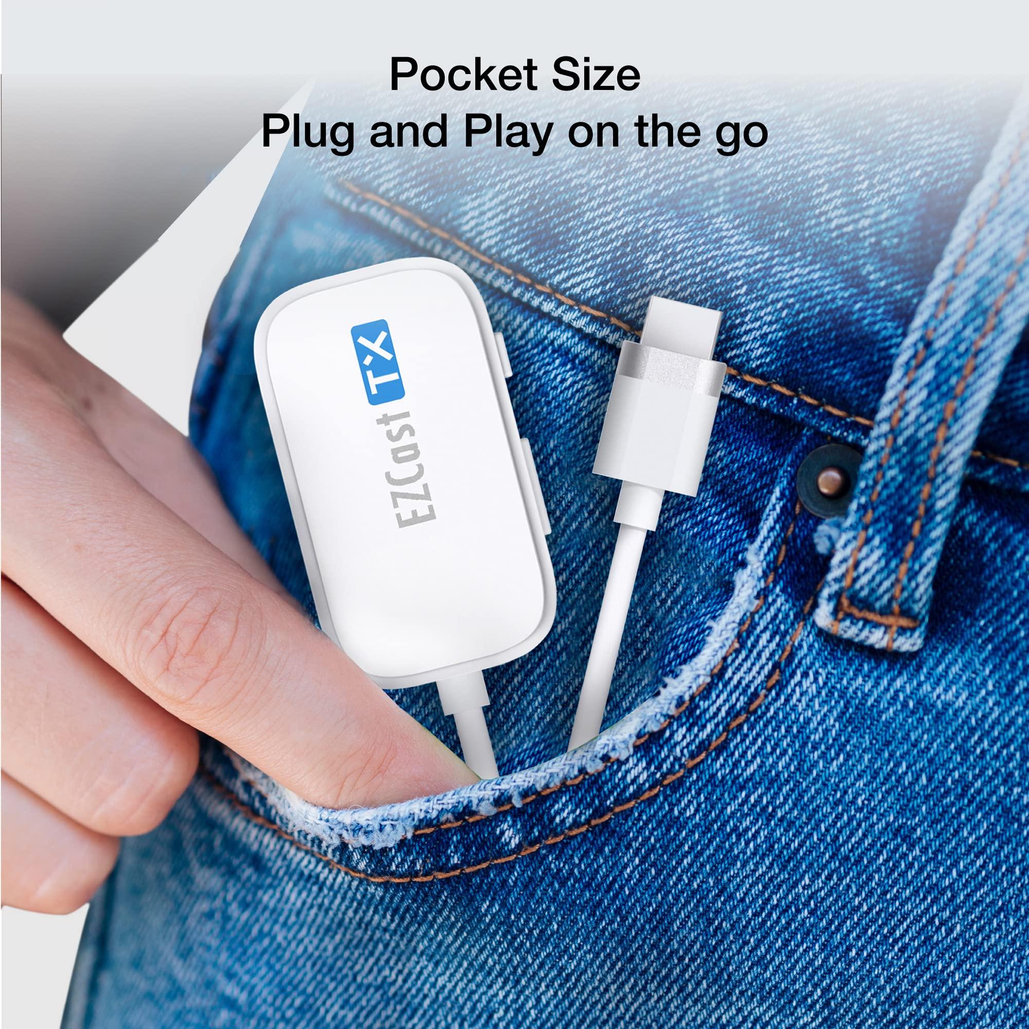 EZCast EZCast Wireless HDMI Transmitter & Receiver, 1080P 60Hz, Screen Mirroring and Extending for Laptop/PC/PS5, 30m Range