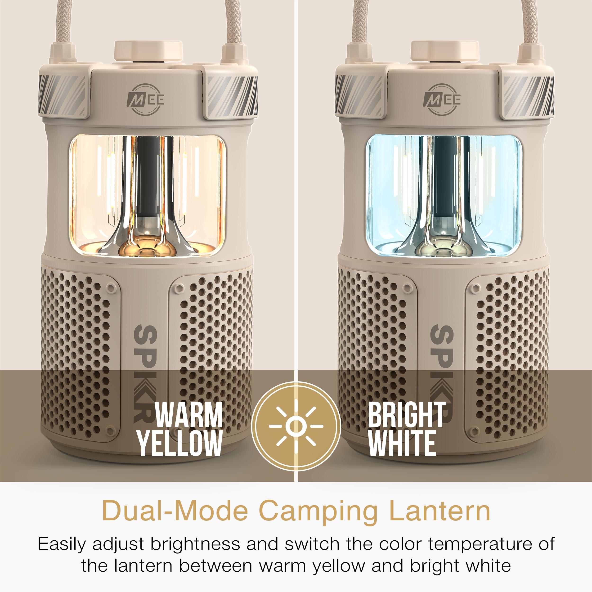 MEE audio MEE audio lightSPKR Bluetooth Wireless Speaker w/Camping Lantern: 360 Audio, 3 Audio Modes, 2 Light Colors & Infinite Brightness Adjustment, IPX6 Waterproof for Indoor & Outdoor use (Desert Sand)