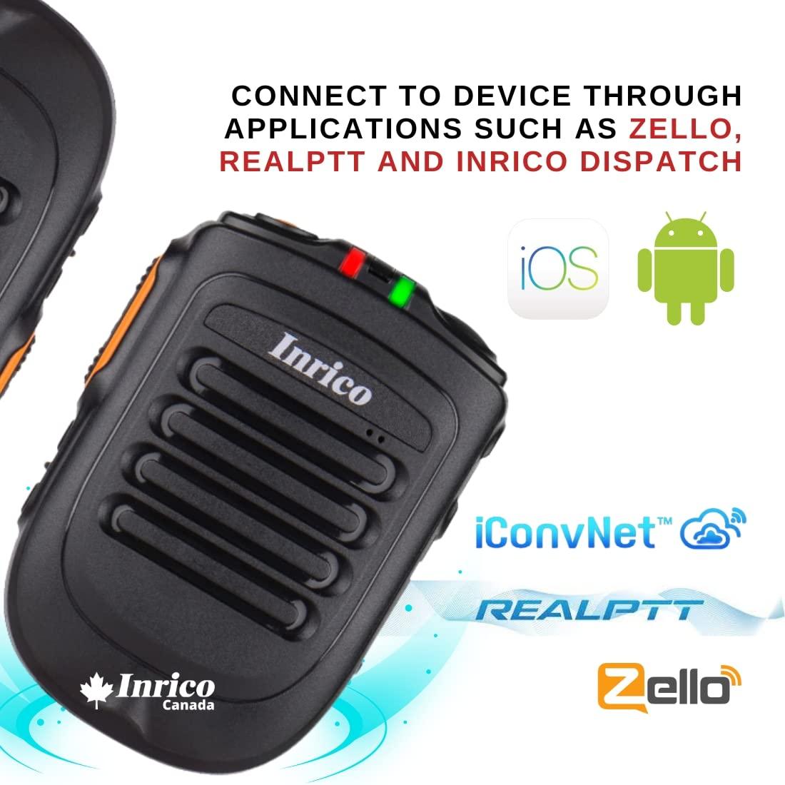 Inrico Inrico B01 Wireless Bluetooth Speaker Microphone B02 Works with Android and iOS on Applications Such As Zello, RealPTT