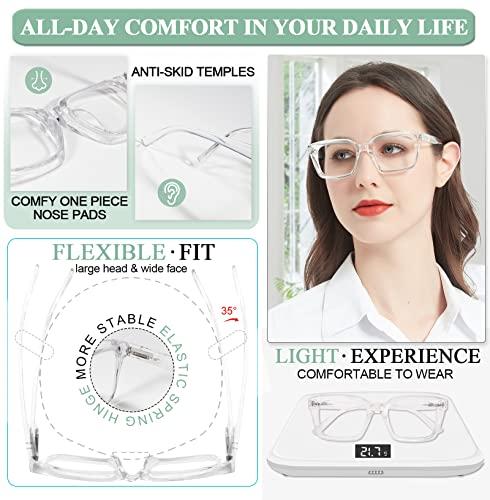 MARE AZZURO MARE AZZURO Oversized Reading Glasses 3.00 Women Stylish Readers 0 0.5 0.75 1.0 1.25 1.5 1.75 2.0 2.25 2.5 2.75 3.0 3.5 4.0 5.0 6.0 (Transparent, 300)